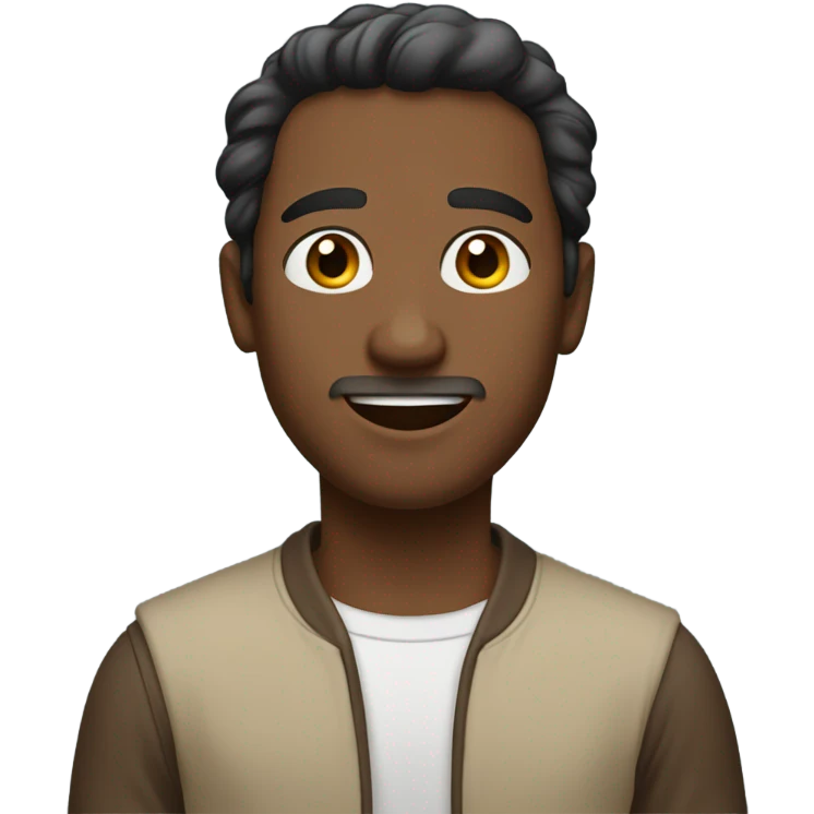 Brown skin man shrug with meh face emoji