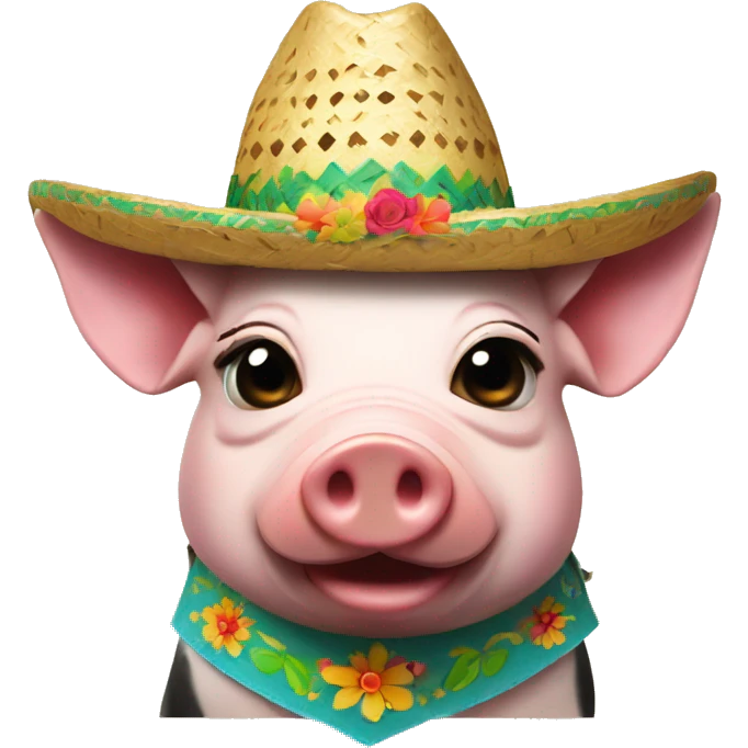 Pig wearing sombrero with margarita emoji