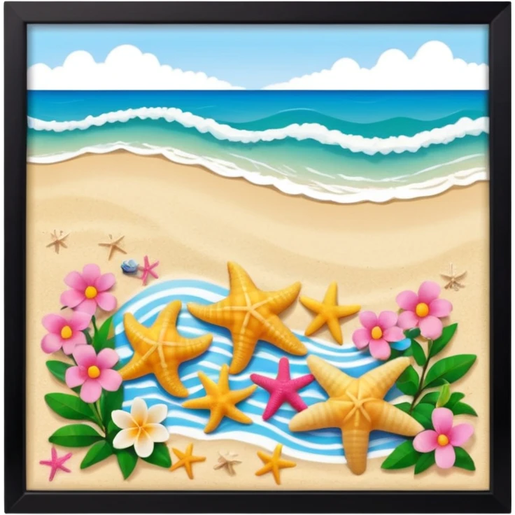 Conchiglie mare cocco onde stella marina fiori estivi tartarughe  emoji