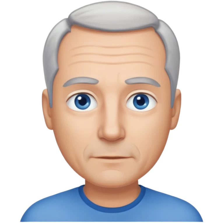 Middle aged man with receding grey hair and no beard, blue eyes emoji