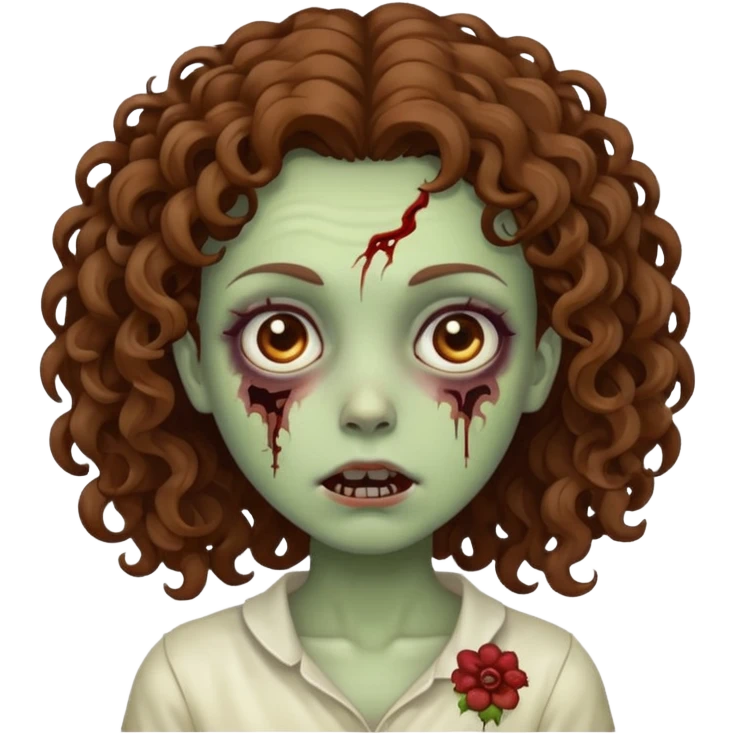 girl zombie with curly brown hair emoji