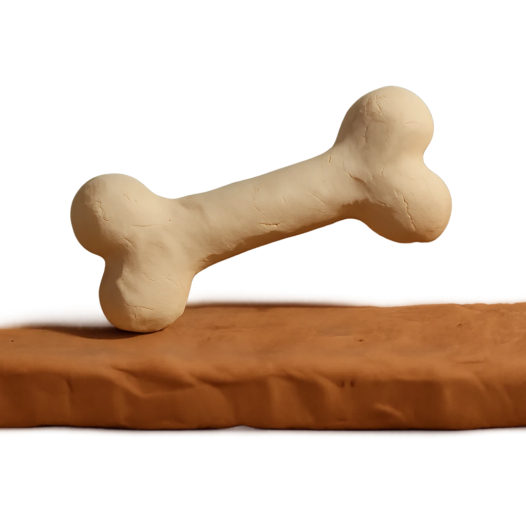 claymation style bone emoji