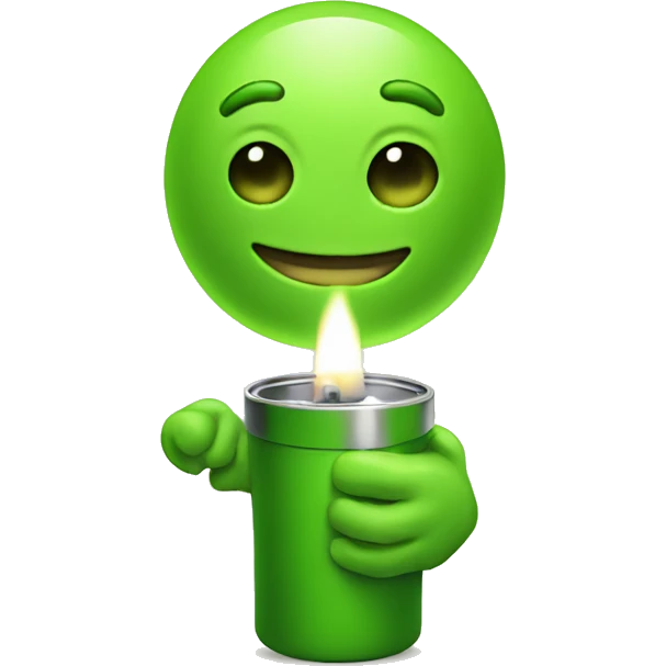 little green guy with a lighter emoji