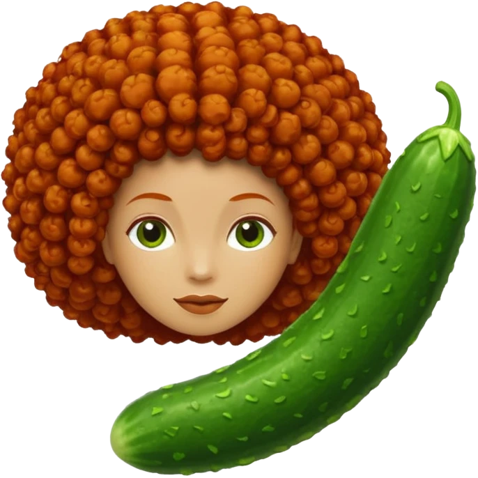cucumber with redhead afro hair on it, no human face emoji