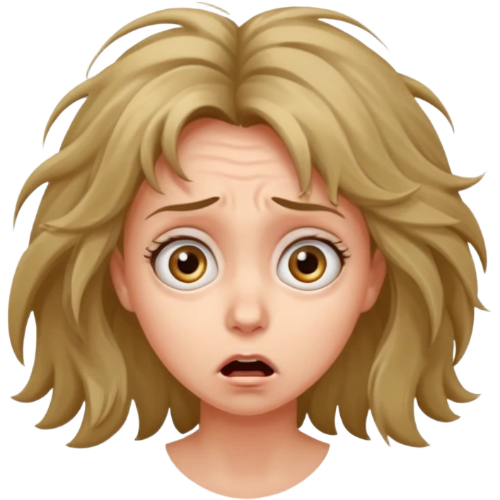 A realistic waist-up portrait of a frightened woman emoji