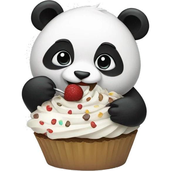 Panda eating Cup cakes  emoji