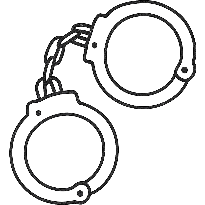 handcuff, slightly thicker black lines, hand drawn icon with no fill emoji