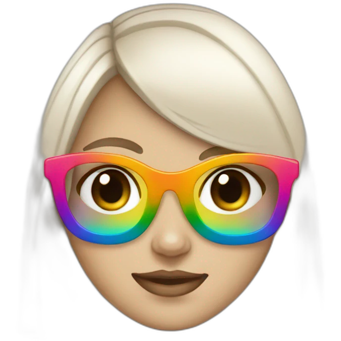white girl with rainbow glasses emoji