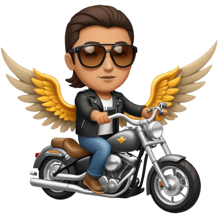 Biker with wings wearing sunglasses  emoji