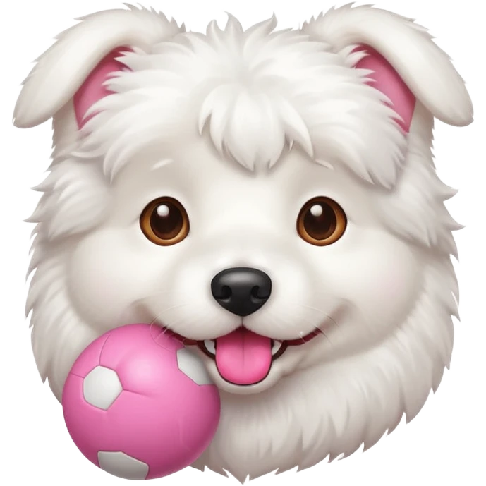 cute white dog with a ball emoji