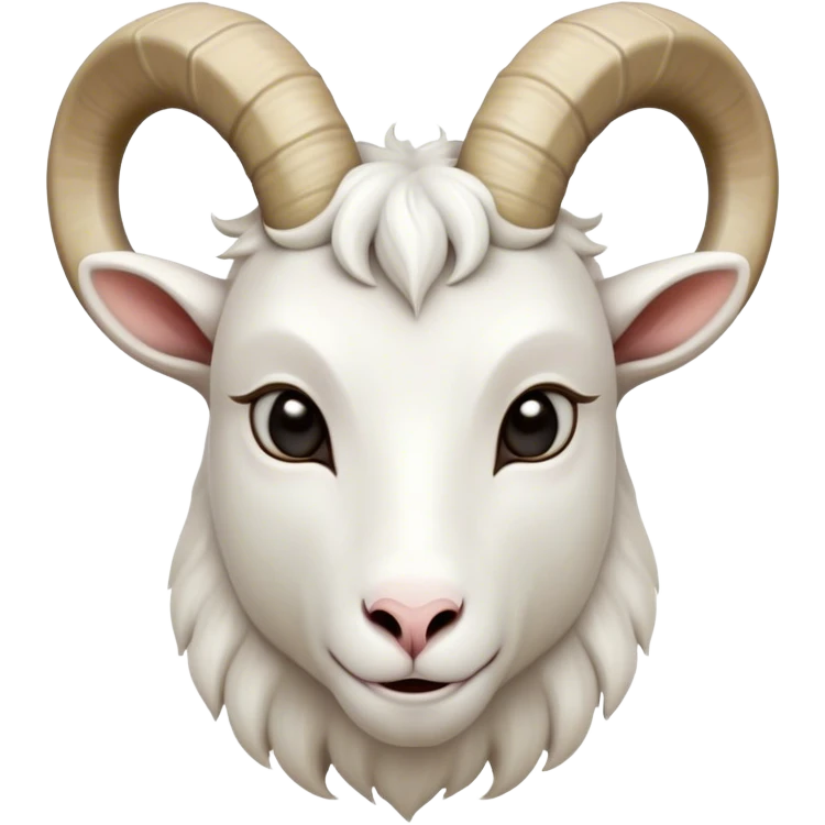 Cinematic Noble White Goat Portrait Emoji, Poised and regal, with a sturdy, agile build and a pristine, smooth white fur accented by gracefully curved horns, deep-set soulful dark eyes, Simplified yet sharp and sophisticated features, highly detailed, glowing with a soft, dignified glow, high shine, intelligent and spirited, stylized with an air of pastoral elegance, focused and attentive, soft glowing outline, capturing the essence of a watchful and confident goat, so majestic it feels as though it could leap out of the screen with effortless authority! emoji