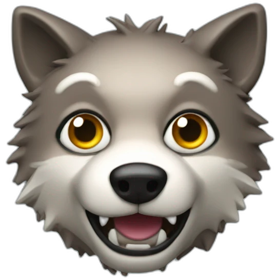 3d sphere with a cartoon Wolf skin texture with big feminine eyes emoji