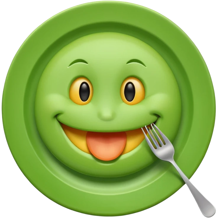 сделай милый смайлик улыбающийся и который ест еду очень милый зеленый смайлик улучши глаза и сделай милые и еду на тарелке сделай лучше emoji