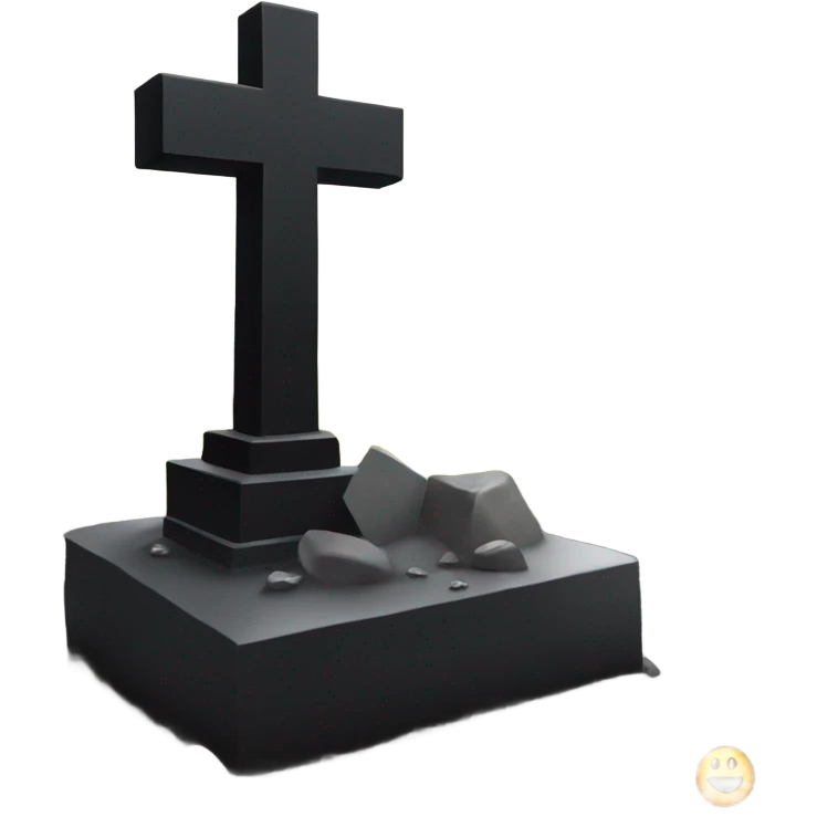 a black grave with the letters RIP on a silver  emoji
