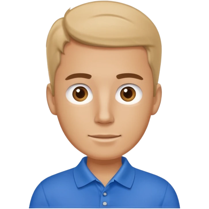 a whiteman wearing a blue polo shirt making a slideshow presentation emoji