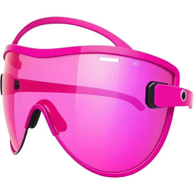 sporty pink shield visor sunglasses with neon pink one-piece lens, athletic futuristic design emoji