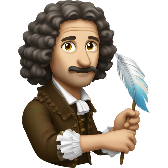 Molière holding a feather in his hand emoji