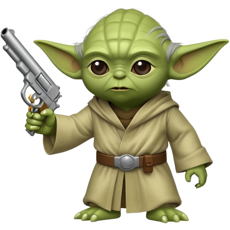 Yoda with a gun emoji