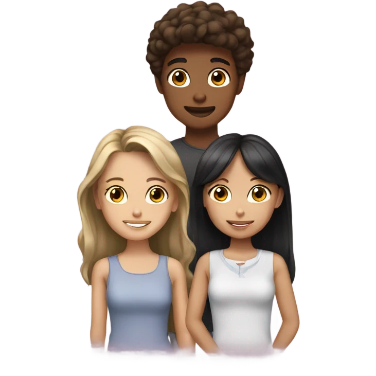 One boy and three girls friends  emoji