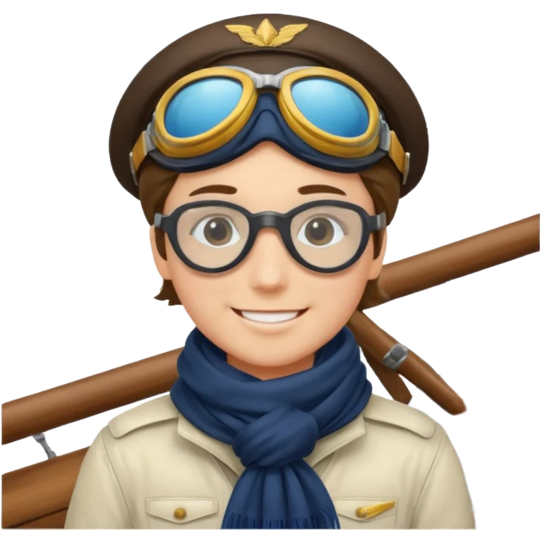 Sky Sailor – Aviator with goggles and scarf, leaning on deck emoji