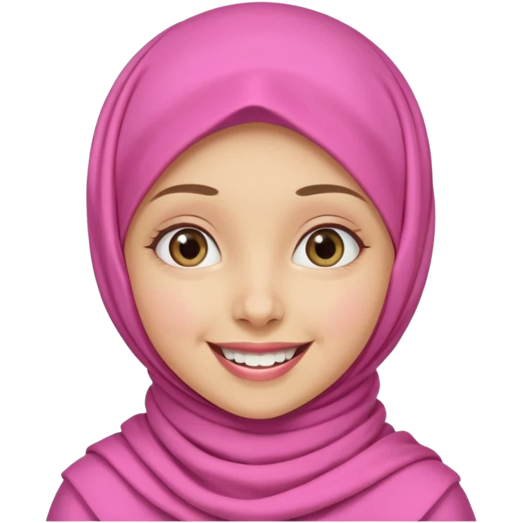 A medium light skin girl with pink hijab smile happily without teeth show emoji