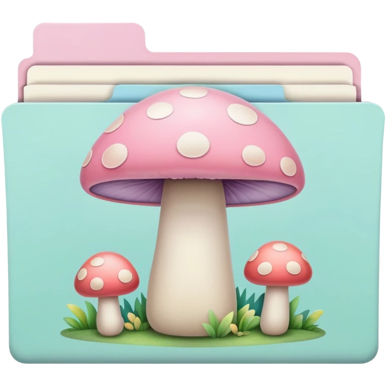 pastel file folder with pastel mushroom on cover  emoji