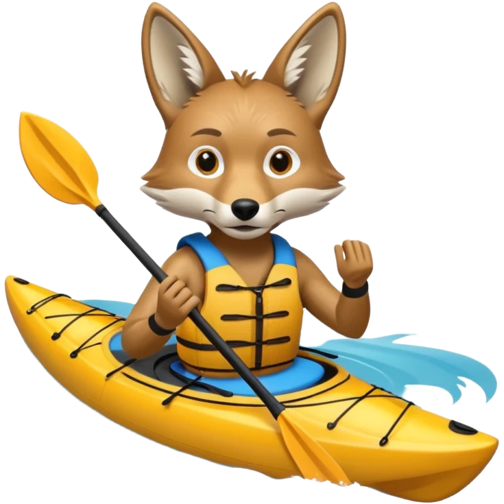 Humanoid coyote kayaking emoji