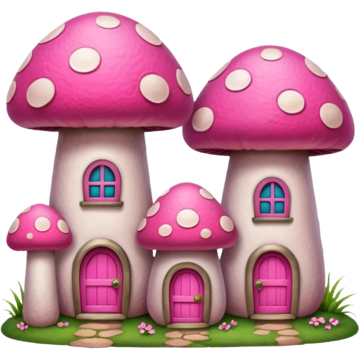 pink mushroom houses emoji