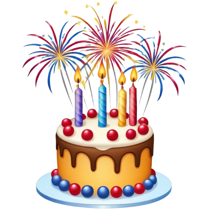 Cake with fireworks emoji