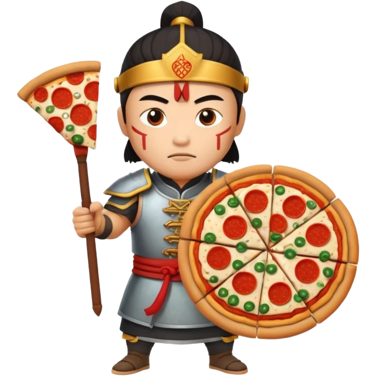 chinese ancient warrior with pizza emoji