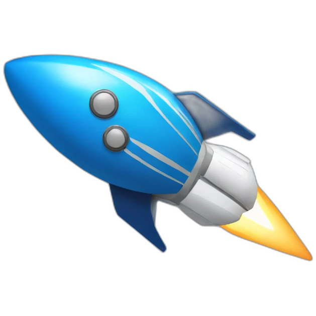 blue rocketship diagonal emoji