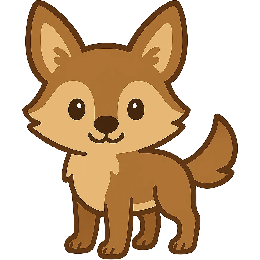 flat toon cute coyote emoji