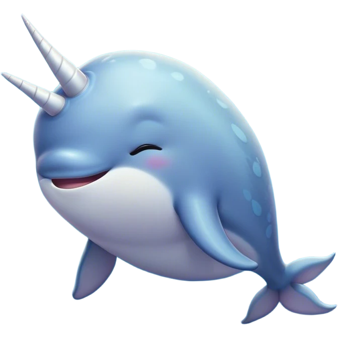 Meme-Worthy cute Sleeping Narwhal Portrait Emoji, Head resting peacefully with a contented smile, showcasing a luxuriously smooth form with a gentle tusk accent, eyes closed in a serene slumber, Simplified yet hilariously adorable features, highly detailed, glowing with a soft, drowsy glow, high shine, relaxed and utterly lovable, stylized with an air of playful laziness, bright and heartwarming, soft glowing outline, capturing the essence of a comically sleepy sea unicorn that feels destined to become the next viral sensation of adorable rest! emoji