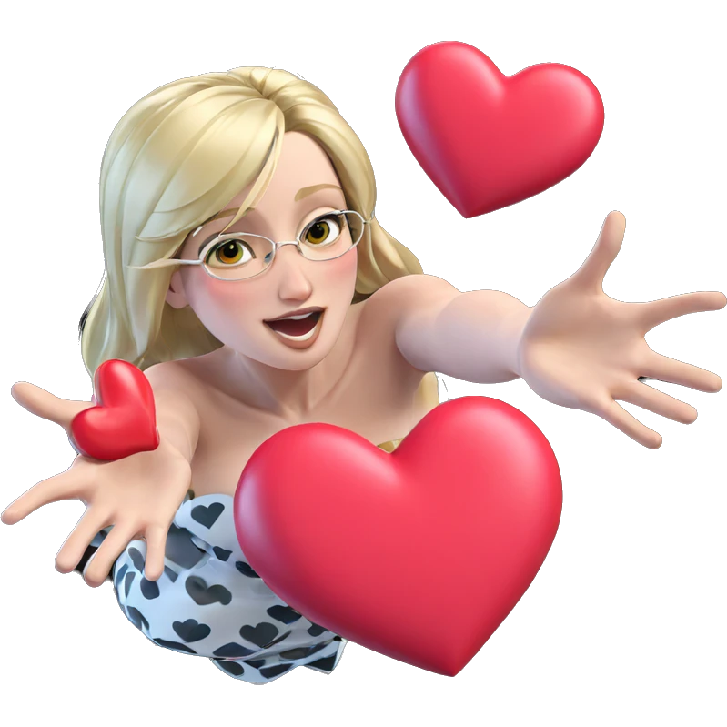 blonde girl in heart dress emoji