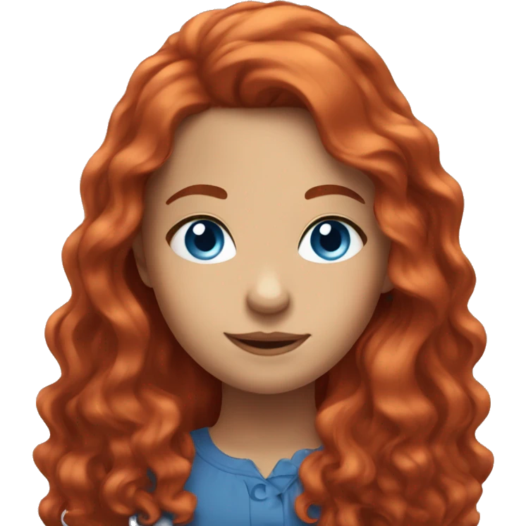 girl with red long wavy hair and blue eyes emoji