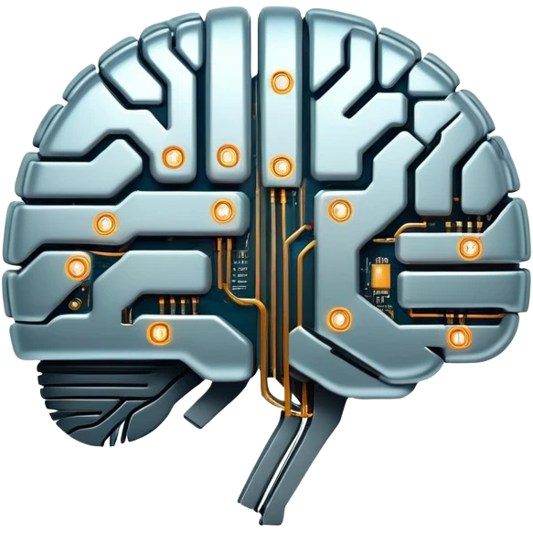 AI digital brain with circuits emoji