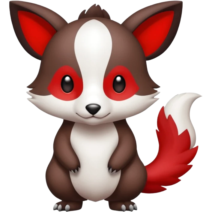 Cute cool white red dark-brown animal hybrid Fakemon full body emoji