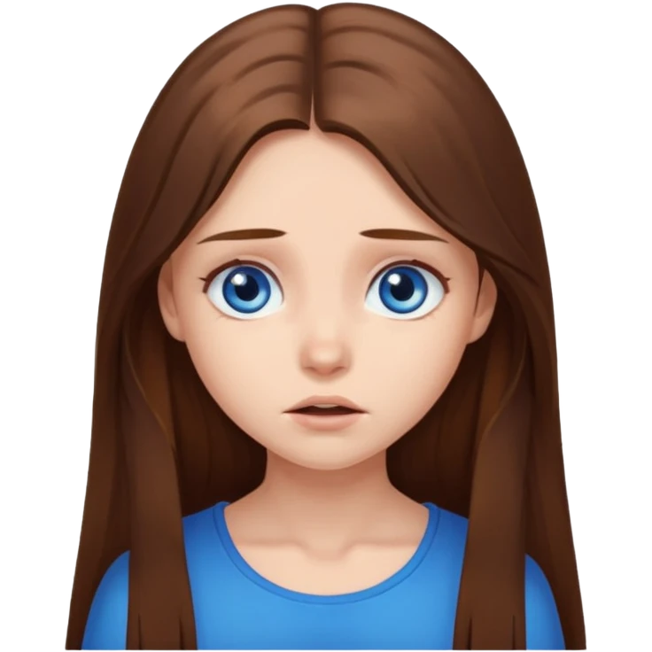 beautiful girl long brown hair , blue eyes begging emoji
