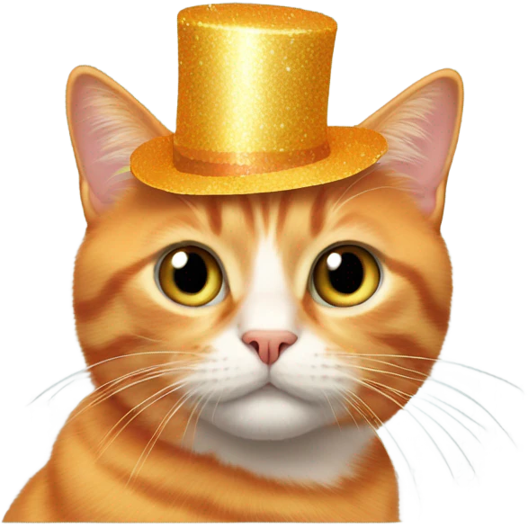 Orange cat wearing a new years headband  emoji