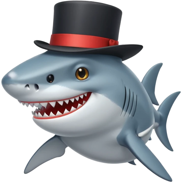 Shark with a top hat emoji