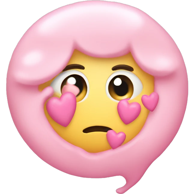 Flushed with light pink hearts emoji