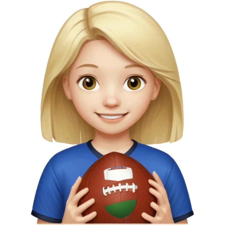 A girl with light blonde hair that looks around 13 years old with a football emoji