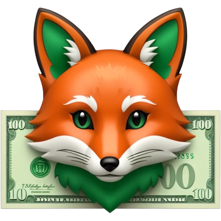 make 100 dollar bill with a fox head silhouette  emoji