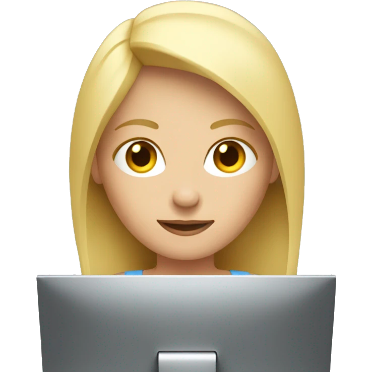 blonde female behind a computer emoji