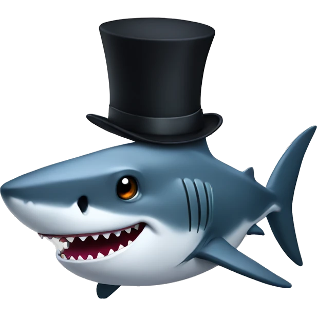 Shark with a top hat emoji