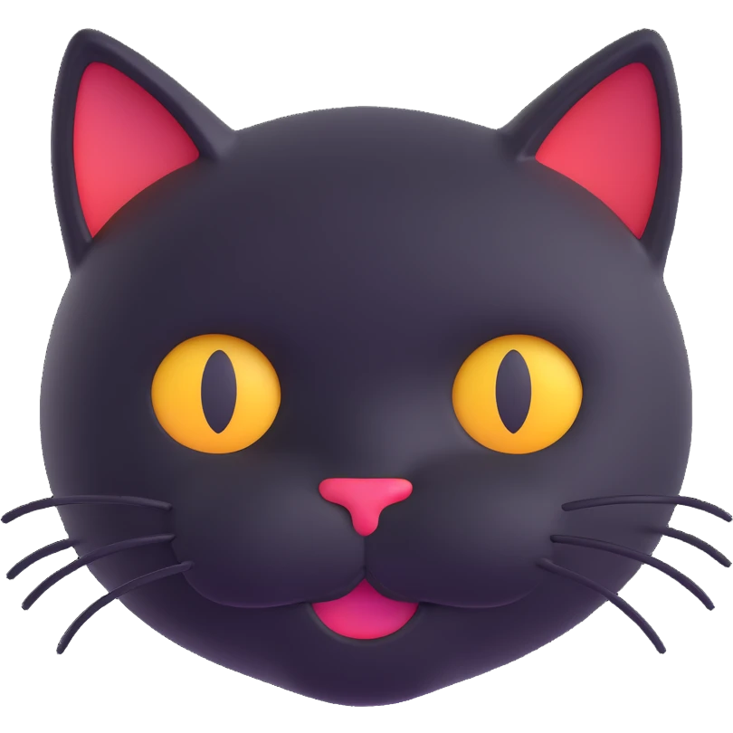 cute black cat face, 3d emoji style emoji