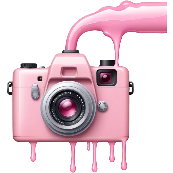 Light pink liquid dripping over a camera emoji