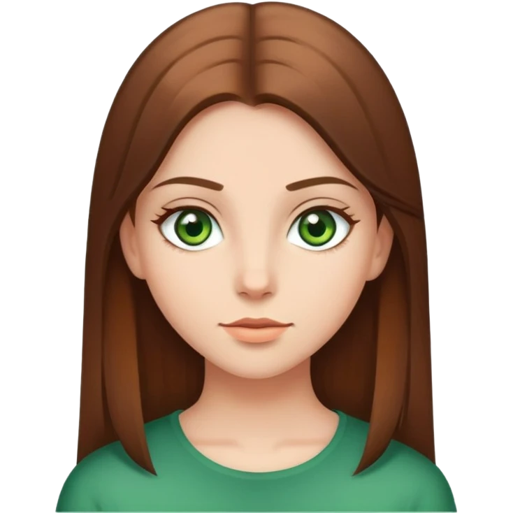 Girl with brown straight hair and green eyes emoji