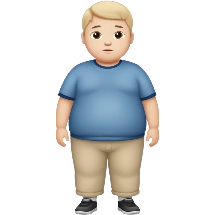 standing fat boy kid, simple and friendly emoji