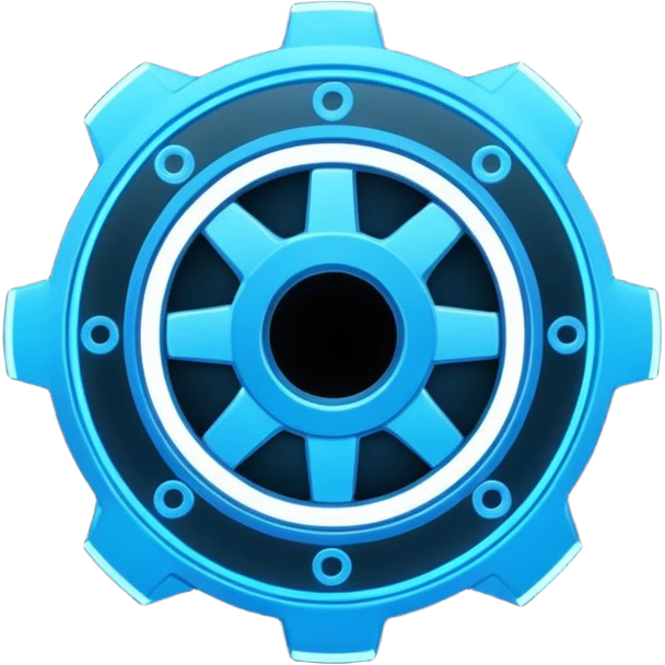 blue neon transparent minimalistic gear emoji